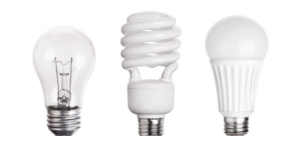 incandescent, fluorescent, LED bulbs